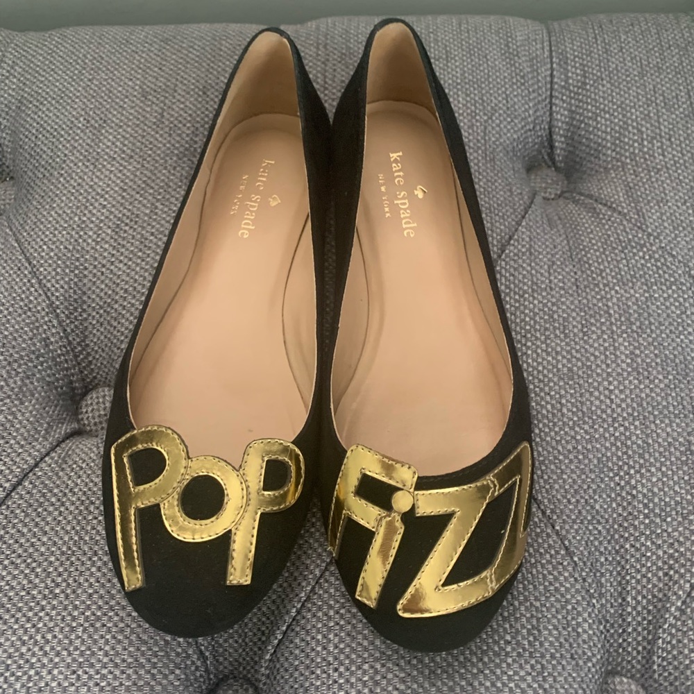 Kate Spade Black Pop Fizz Flats size 6M